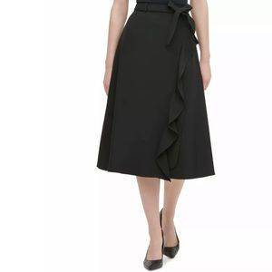 Calvin Klein Tie Waist Ruffle midi skirt